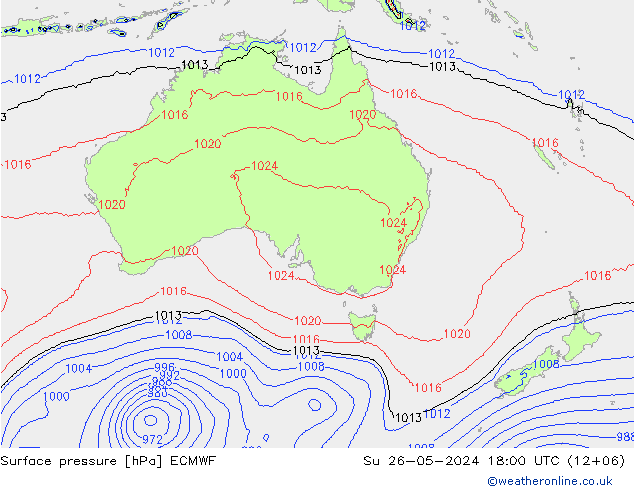 Yer basıncı ECMWF Paz 26.05.2024 18 UTC