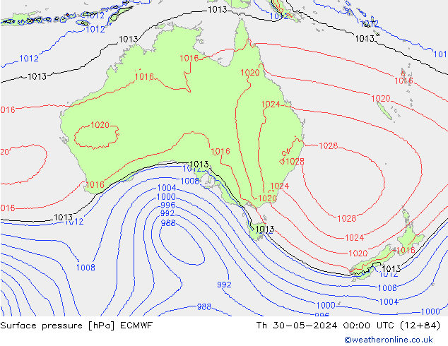 Luchtdruk (Grond) ECMWF do 30.05.2024 00 UTC