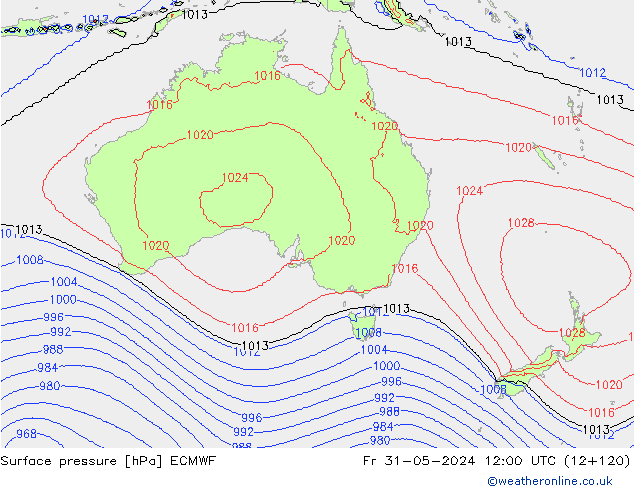 Pressione al suolo ECMWF ven 31.05.2024 12 UTC