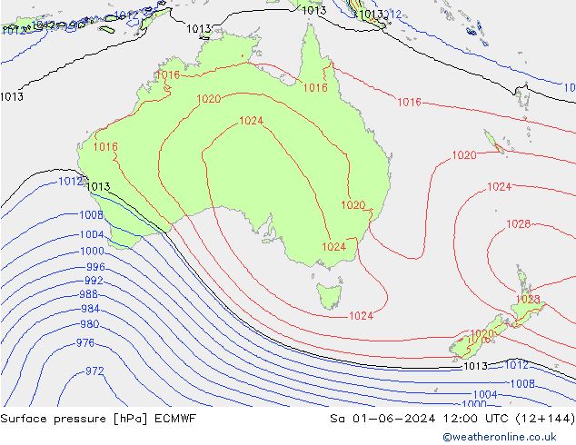 Atmosférický tlak ECMWF So 01.06.2024 12 UTC