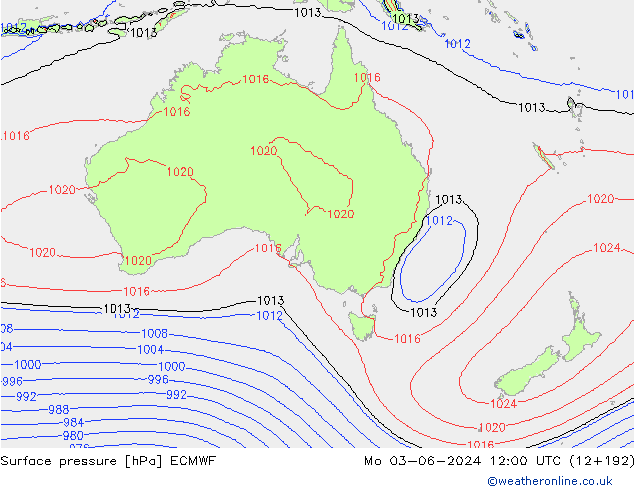 Yer basıncı ECMWF Pzt 03.06.2024 12 UTC