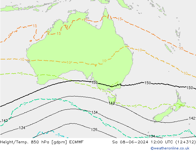 Height/Temp. 850 hPa ECMWF Sáb 08.06.2024 12 UTC