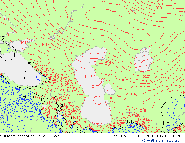 Presión superficial ECMWF mar 28.05.2024 12 UTC