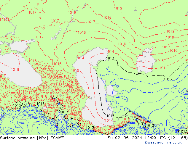 Pressione al suolo ECMWF dom 02.06.2024 12 UTC