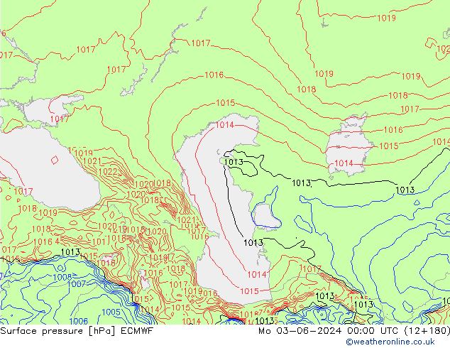 Atmosférický tlak ECMWF Po 03.06.2024 00 UTC