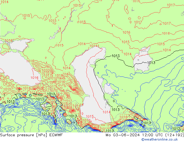 Atmosférický tlak ECMWF Po 03.06.2024 12 UTC