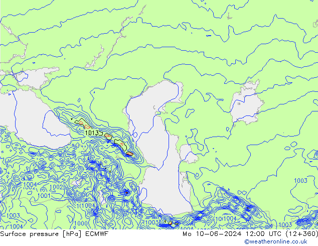 Atmosférický tlak ECMWF Po 10.06.2024 12 UTC