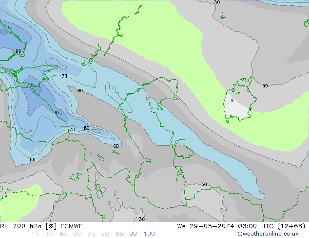 RH 700 hPa ECMWF  29.05.2024 06 UTC