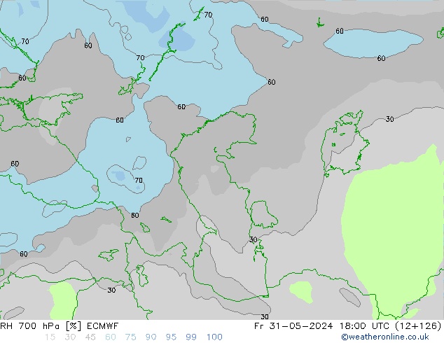 RH 700 hPa ECMWF Sex 31.05.2024 18 UTC