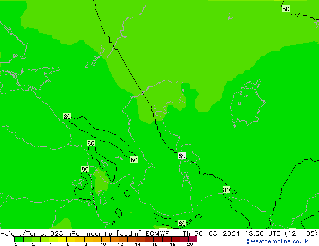 Height/Temp. 925 hPa ECMWF  30.05.2024 18 UTC