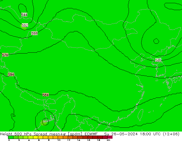 Height 500 hPa Spread ECMWF nie. 26.05.2024 18 UTC