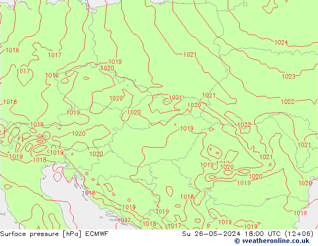 Presión superficial ECMWF dom 26.05.2024 18 UTC