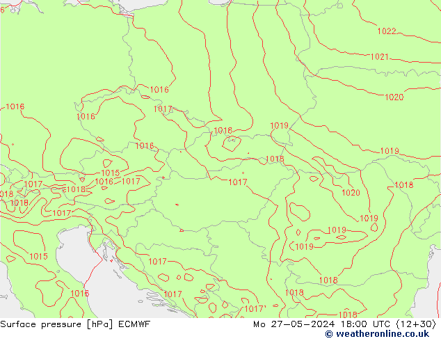 Presión superficial ECMWF lun 27.05.2024 18 UTC