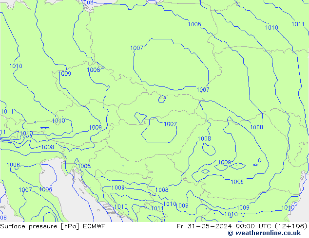 Presión superficial ECMWF vie 31.05.2024 00 UTC