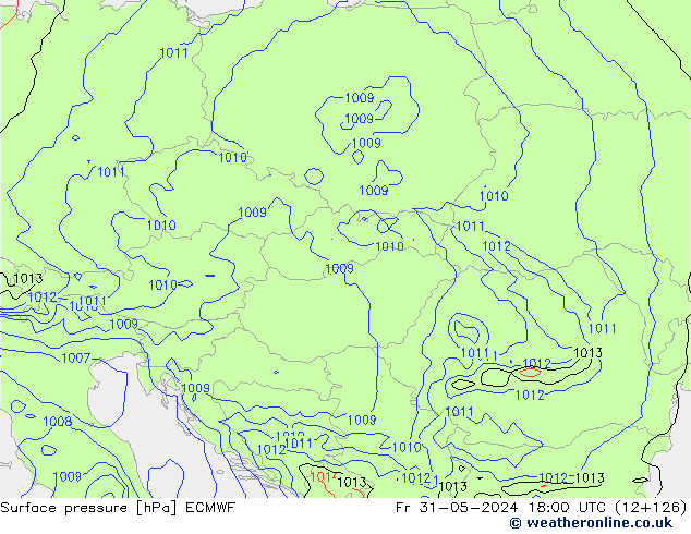 Presión superficial ECMWF vie 31.05.2024 18 UTC