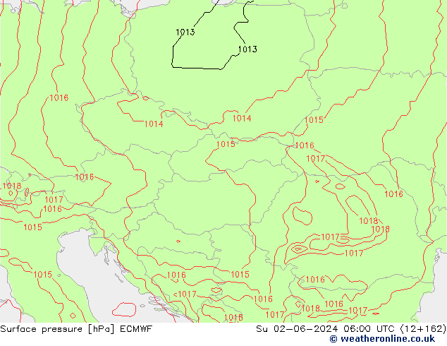 Presión superficial ECMWF dom 02.06.2024 06 UTC