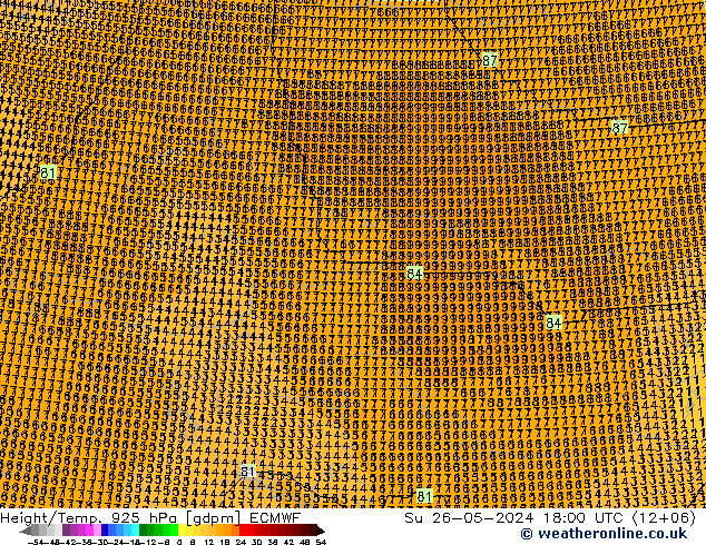 Height/Temp. 925 hPa ECMWF Su 26.05.2024 18 UTC