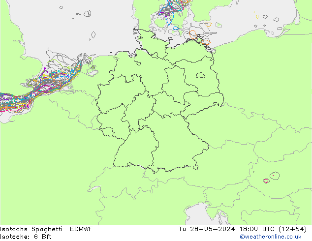 Isotachs Spaghetti ECMWF Tu 28.05.2024 18 UTC