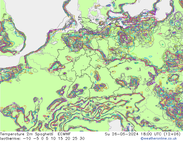 Temperaturkarte Spaghetti ECMWF So 26.05.2024 18 UTC