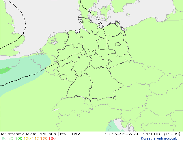 Jet stream ECMWF Dom 26.05.2024 12 UTC