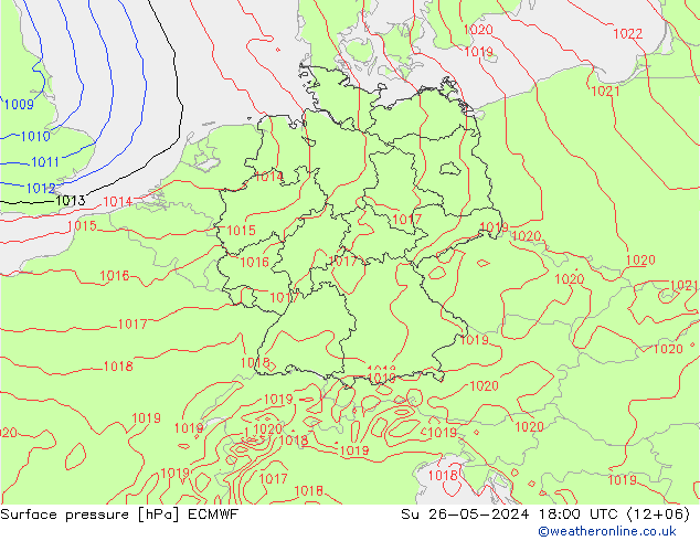 地面气压 ECMWF 星期日 26.05.2024 18 UTC