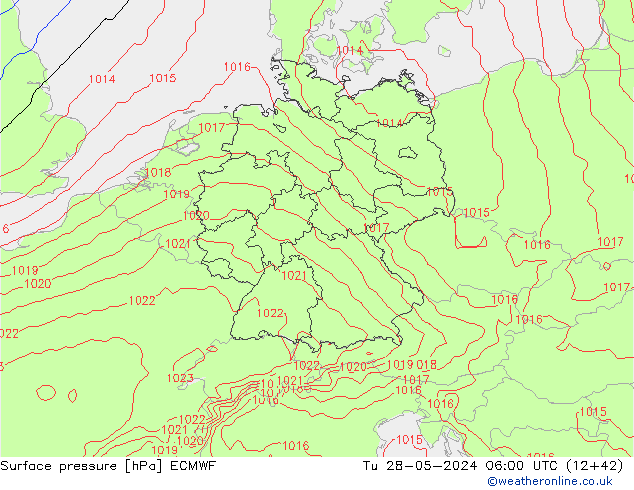 Bodendruck ECMWF Di 28.05.2024 06 UTC