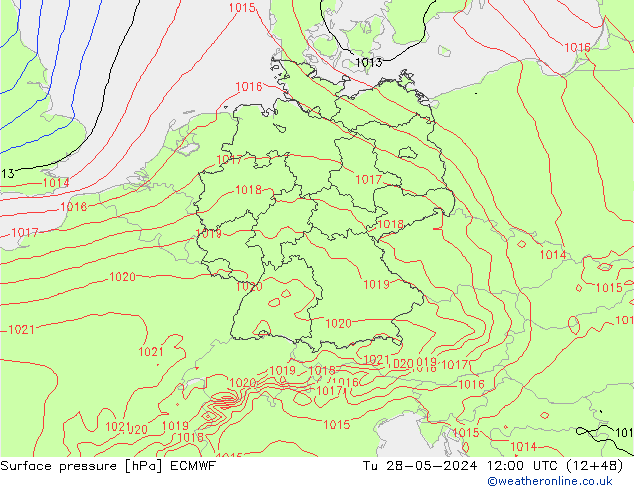 pressão do solo ECMWF Ter 28.05.2024 12 UTC