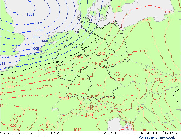 pression de l'air ECMWF mer 29.05.2024 06 UTC