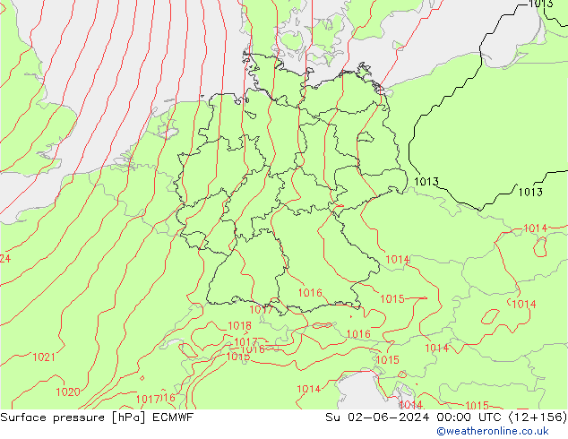 Luchtdruk (Grond) ECMWF zo 02.06.2024 00 UTC