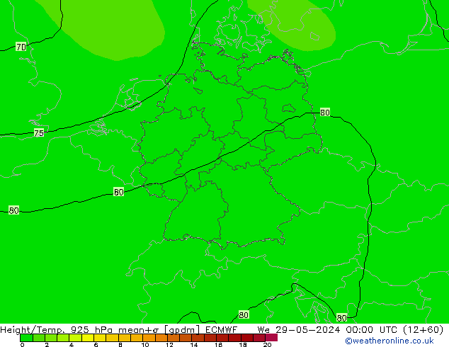 Height/Temp. 925 hPa ECMWF  29.05.2024 00 UTC