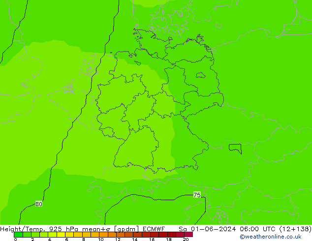 Géop./Temp. 925 hPa ECMWF sam 01.06.2024 06 UTC