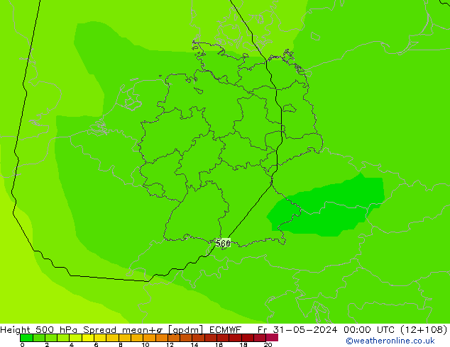 Height 500 hPa Spread ECMWF Sex 31.05.2024 00 UTC