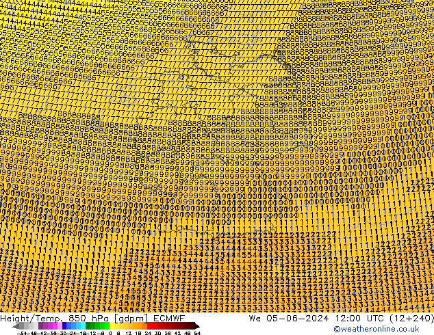 Hoogte/Temp. 850 hPa ECMWF wo 05.06.2024 12 UTC