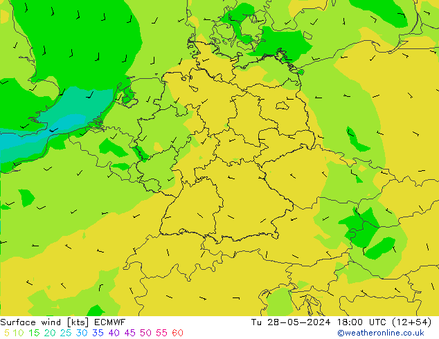 Wind 10 m ECMWF di 28.05.2024 18 UTC