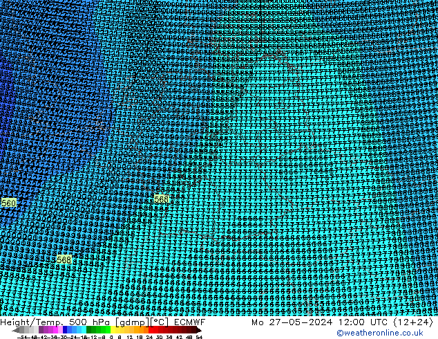 Yükseklik/Sıc. 500 hPa ECMWF Pzt 27.05.2024 12 UTC