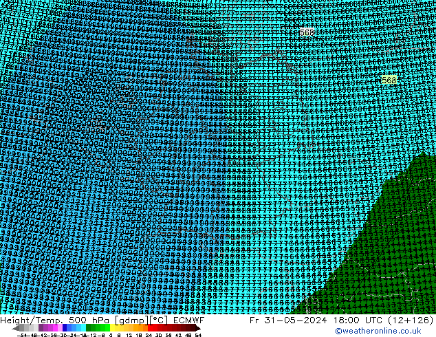 Geop./Temp. 500 hPa ECMWF vie 31.05.2024 18 UTC