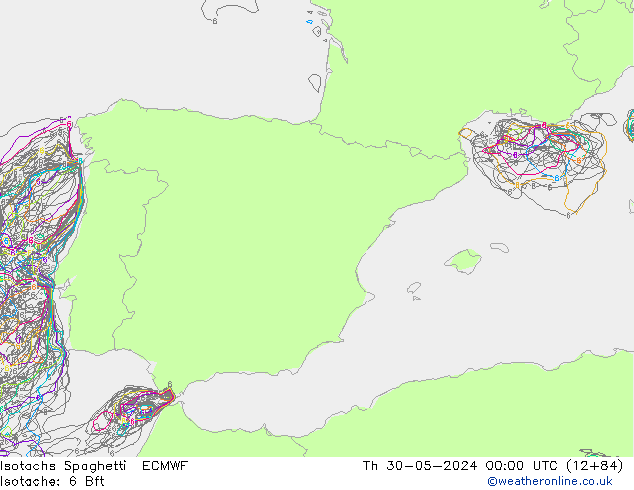 Isotachs Spaghetti ECMWF gio 30.05.2024 00 UTC