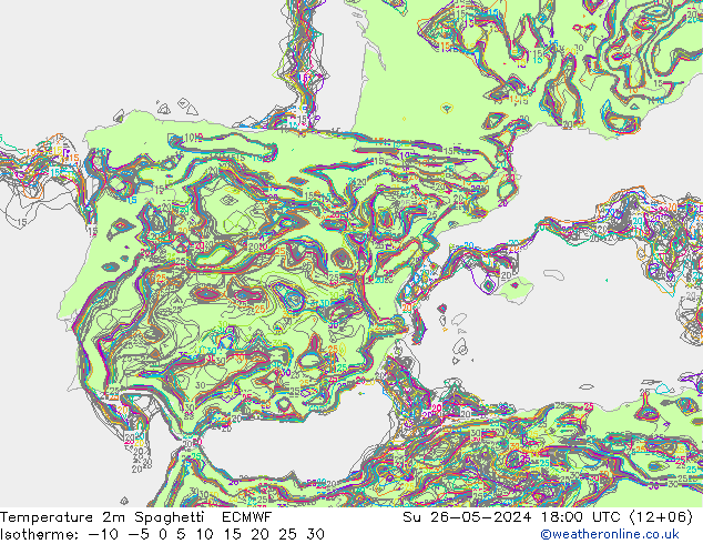 Temperatuurkaart Spaghetti ECMWF zo 26.05.2024 18 UTC