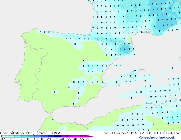 Nied. akkumuliert (6Std) ECMWF Sa 01.06.2024 18 UTC