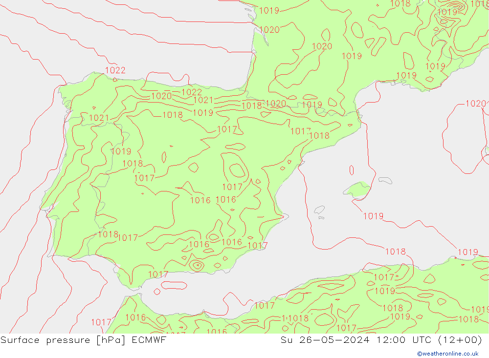 pressão do solo ECMWF Dom 26.05.2024 12 UTC