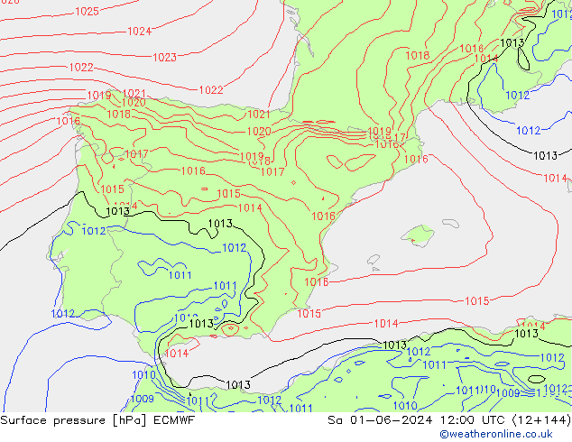 Surface pressure ECMWF Sa 01.06.2024 12 UTC