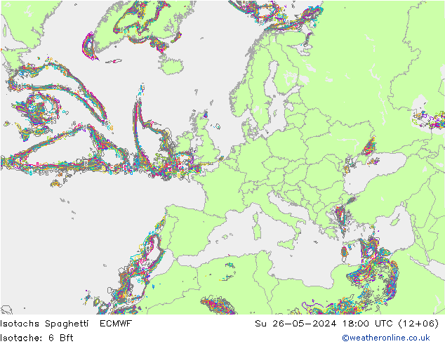 Isotachs Spaghetti ECMWF dim 26.05.2024 18 UTC