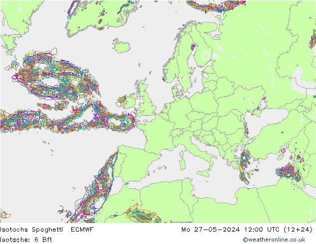 Izotacha Spaghetti ECMWF pon. 27.05.2024 12 UTC