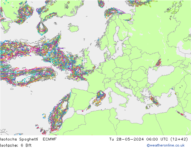 Isotachs Spaghetti ECMWF mar 28.05.2024 06 UTC