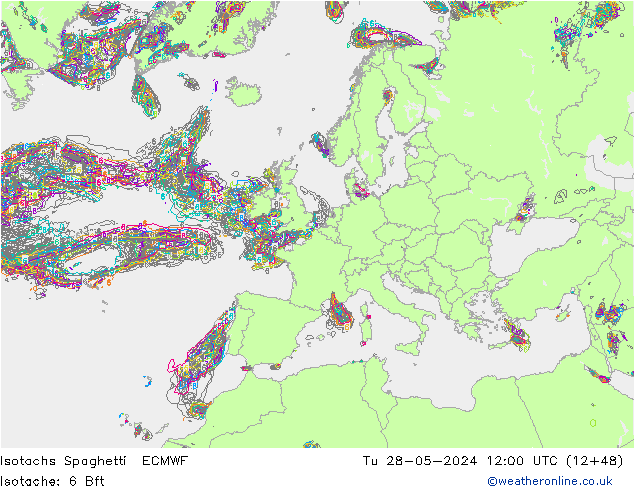 Eşrüzgar Hızları Spaghetti ECMWF Sa 28.05.2024 12 UTC