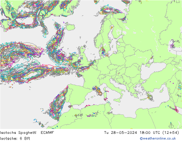 Isotachen Spaghetti ECMWF di 28.05.2024 18 UTC