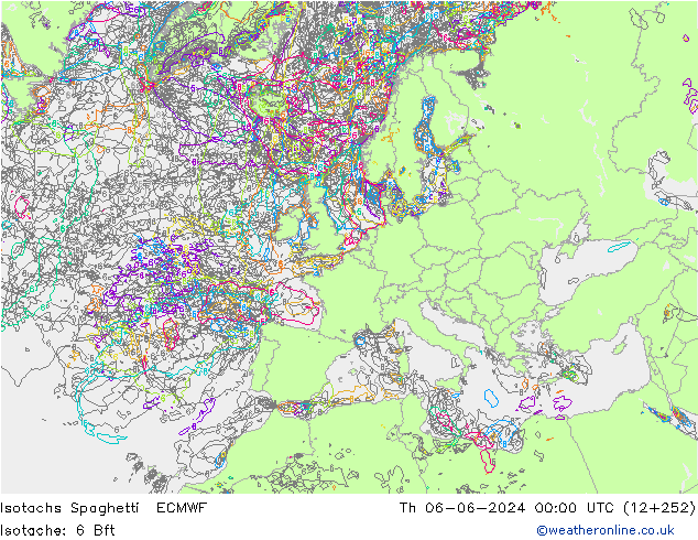 Isotachs Spaghetti ECMWF gio 06.06.2024 00 UTC