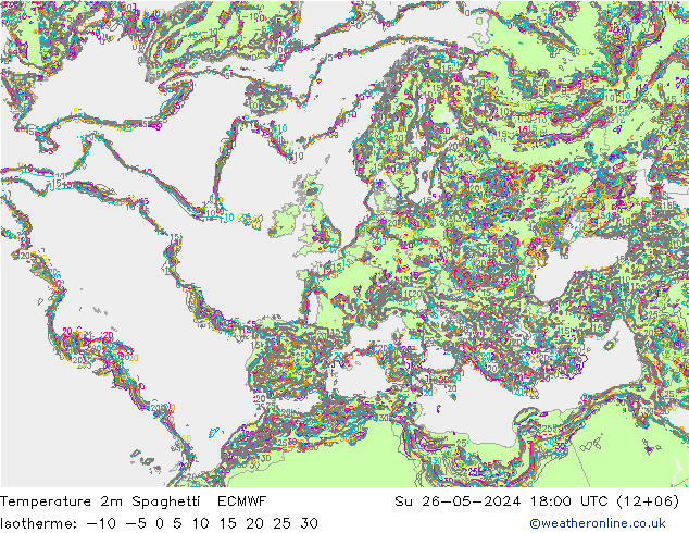 Temperaturkarte Spaghetti ECMWF So 26.05.2024 18 UTC