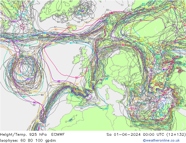 Height/Temp. 925 hPa ECMWF sab 01.06.2024 00 UTC