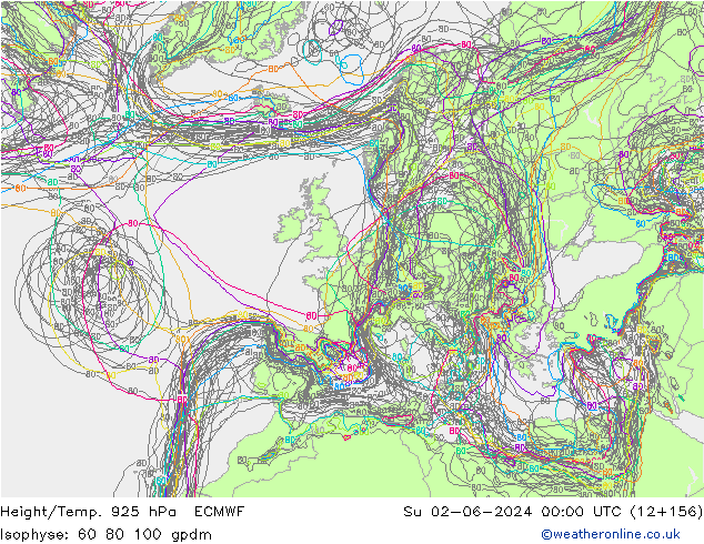 Géop./Temp. 925 hPa ECMWF dim 02.06.2024 00 UTC